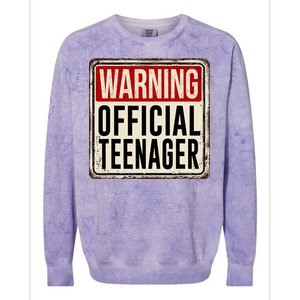 Warning Officially A Teenager Colorblast Crewneck Sweatshirt