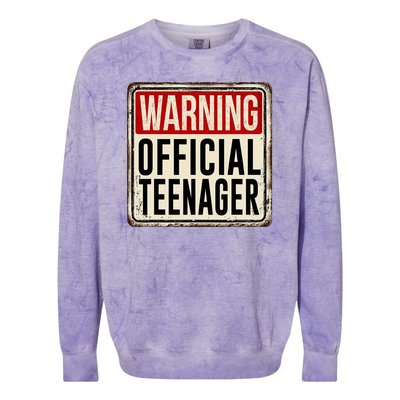 Warning Officially A Teenager Colorblast Crewneck Sweatshirt