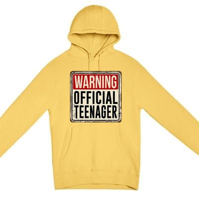 Warning Officially A Teenager Premium Pullover Hoodie