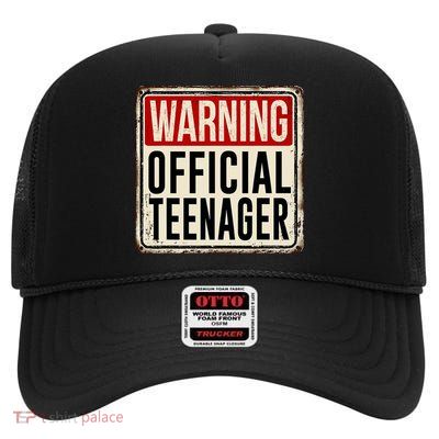 Warning Officially A Teenager High Crown Mesh Back Trucker Hat