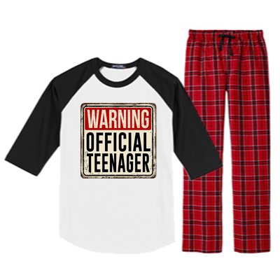 Warning Officially A Teenager Raglan Sleeve Pajama Set