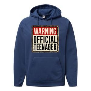 Warning Officially A Teenager Performance Fleece Hoodie