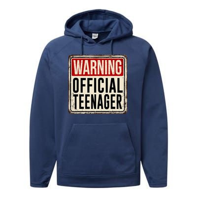 Warning Officially A Teenager Performance Fleece Hoodie