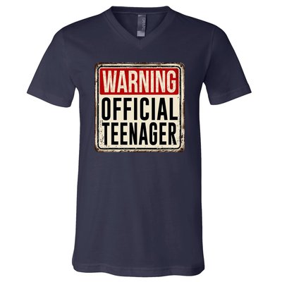 Warning Officially A Teenager V-Neck T-Shirt