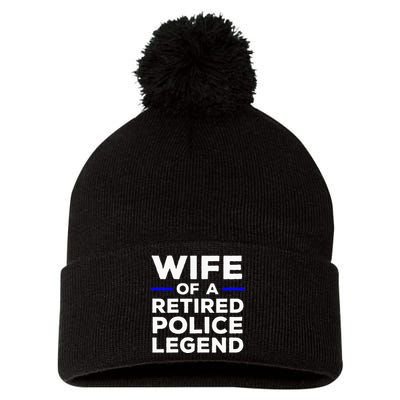 Wife Of A Retired Police Legend Cops Wife Pom Pom 12in Knit Beanie