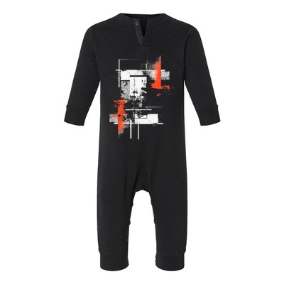 White Orange Abstract Graphic S 6xl Graphic Infant Fleece One Piece