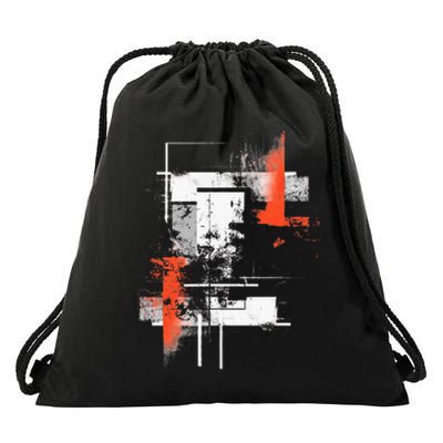 White Orange Abstract Graphic S 6xl Graphic Drawstring Bag