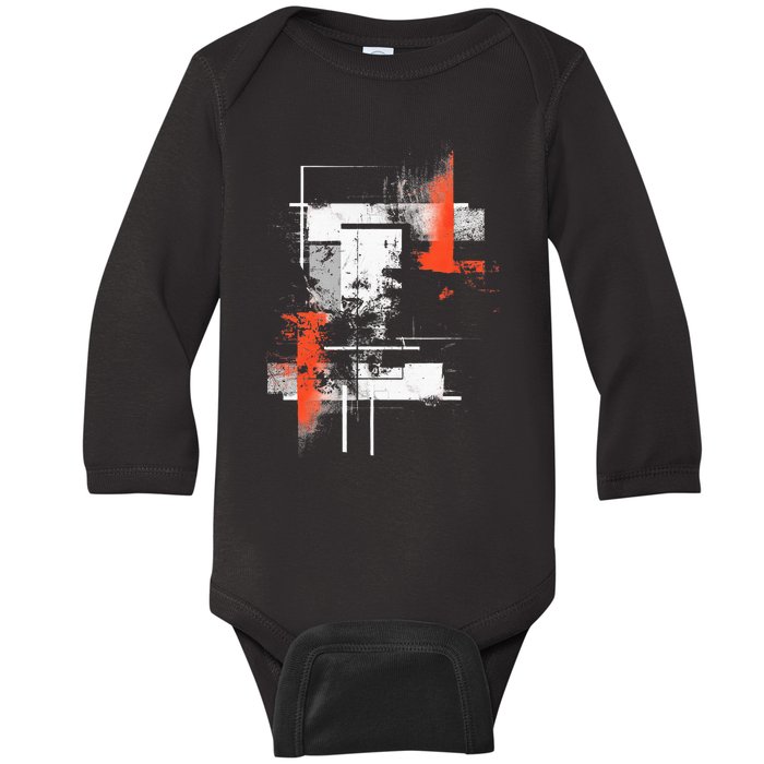 White Orange Abstract Graphic S 6xl Graphic Baby Long Sleeve Bodysuit