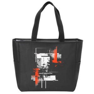 White Orange Abstract Graphic S 6xl Graphic Zip Tote Bag