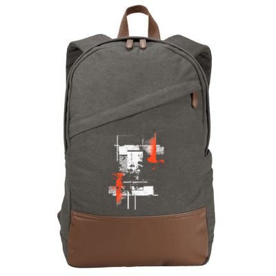 White Orange Abstract Graphic S 6xl Graphic Cotton Canvas Backpack