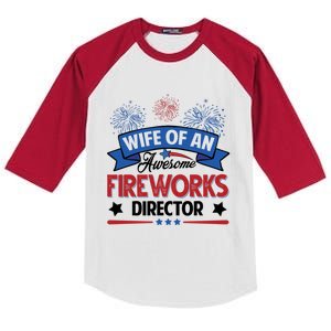 Wife Of An Awesome Fireworks Director Funny 4th Of July Gift Kids Colorblock Raglan Jersey