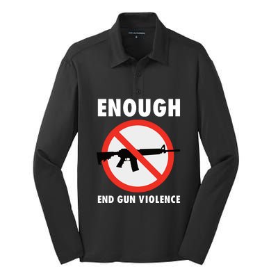 Wear Orange Anti Gun Sign Enough End Gun Violence Silk Touch Performance Long Sleeve Polo