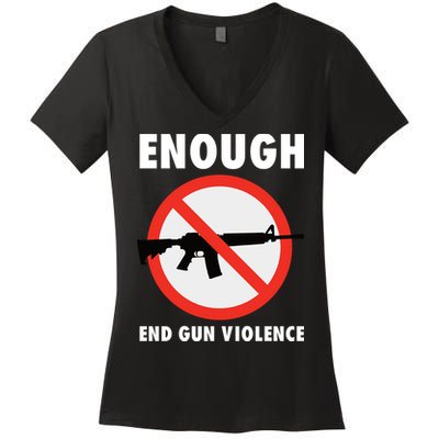 Wear Orange Anti Gun Sign Enough End Gun Violence Women's V-Neck T-Shirt