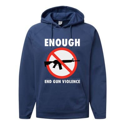 Wear Orange Anti Gun Sign Enough End Gun Violence Performance Fleece Hoodie