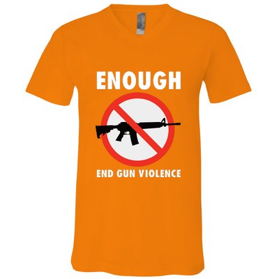 Wear Orange Anti Gun Sign Enough End Gun Violence V-Neck T-Shirt