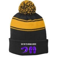 Worm On A String Meme Stripe Pom Pom Beanie