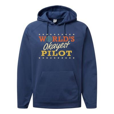 World’S Okayest Airplane Pilot Funny Sarcastic Gag Gift Performance Fleece Hoodie