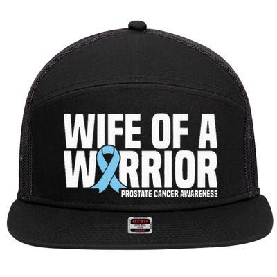 Wife Of A Warrior Blue Ribbon Prostate Cancer Awareness 7 Panel Mesh Trucker Snapback Hat