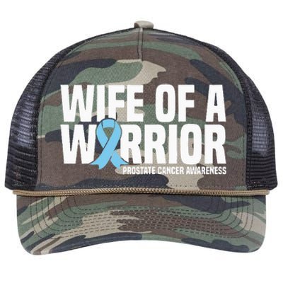 Wife Of A Warrior Blue Ribbon Prostate Cancer Awareness Retro Rope Trucker Hat Cap