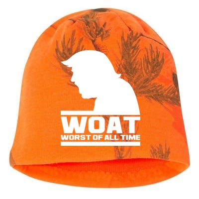 WOAT Anti Trump Worst Of All Time Kati - Camo Knit Beanie