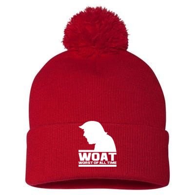 WOAT Anti Trump Worst Of All Time Pom Pom 12in Knit Beanie