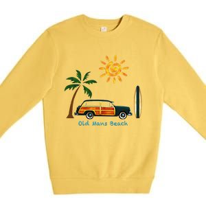 Woody Old Beach Coastal Great Beach Surf Premium Crewneck Sweatshirt