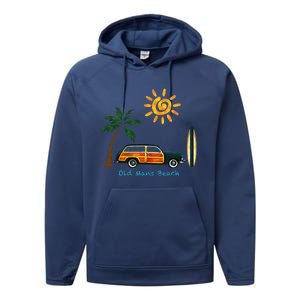 Woody Old Beach Coastal Great Beach Surf Performance Fleece Hoodie