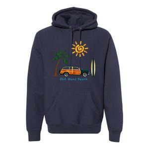 Woody Old Beach Coastal Great Beach Surf Premium Hoodie