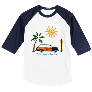 Woody Old Beach Coastal Great Beach Surf Baseball Sleeve Shirt