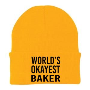 Worlds Okayest Baker Funny Pastry Chef Gift Knit Cap Winter Beanie