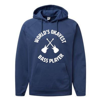 Worlds Okayest Bass Player Bassist Bass Guitar Performance Fleece Hoodie