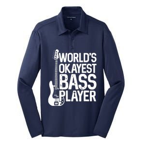 Worlds Okayest Bass Player Bassists Musician Silk Touch Performance Long Sleeve Polo