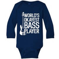 Worlds Okayest Bass Player Bassists Musician Baby Long Sleeve Bodysuit