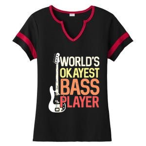 Worlds Okayest Bass Player Bassists Musician Ladies Halftime Notch Neck Tee