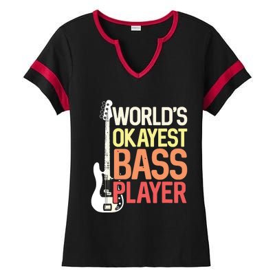 Worlds Okayest Bass Player Bassists Musician Ladies Halftime Notch Neck Tee