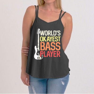 Worlds Okayest Bass Player Bassists Musician Women's Strappy Tank