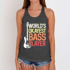 Worlds Okayest Bass Player Bassists Musician Women's Knotted Racerback Tank