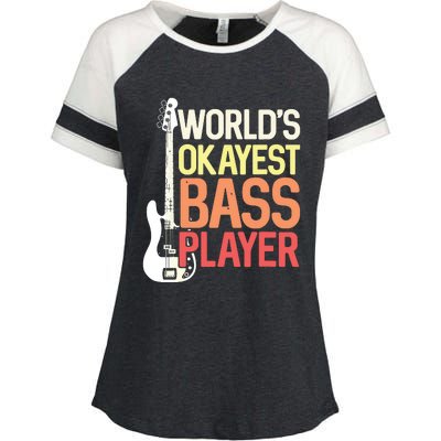 Worlds Okayest Bass Player Bassists Musician Enza Ladies Jersey Colorblock Tee