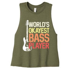 Worlds Okayest Bass Player Bassists Musician Women's Racerback Cropped Tank