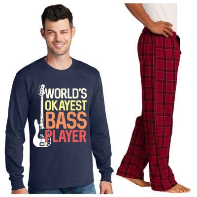 Worlds Okayest Bass Player Bassists Musician Long Sleeve Pajama Set