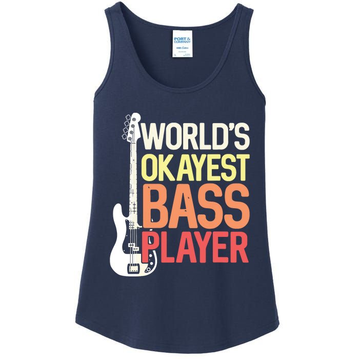 Worlds Okayest Bass Player Bassists Musician Ladies Essential Tank