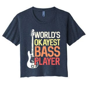 Worlds Okayest Bass Player Bassists Musician Women's Crop Top Tee