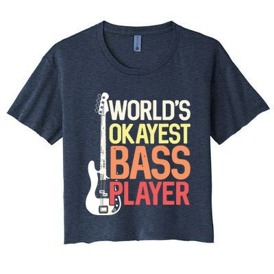 Worlds Okayest Bass Player Bassists Musician Women's Crop Top Tee