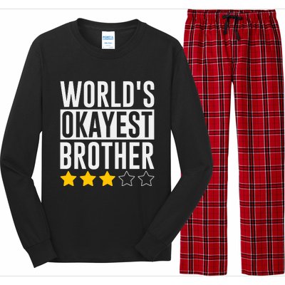 WorldS Okayest Brother Funny Slogan Long Sleeve Pajama Set