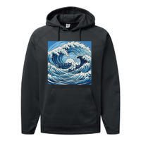 Wave Of Blue Cats Performance Fleece Hoodie