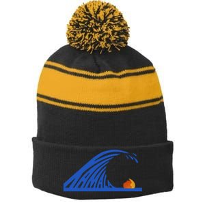 Wave Of Blue Kamala Harris Funny Anti Trump Stripe Pom Pom Beanie