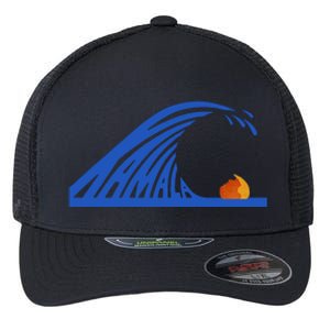 Wave Of Blue Kamala Harris Funny Anti Trump Flexfit Unipanel Trucker Cap