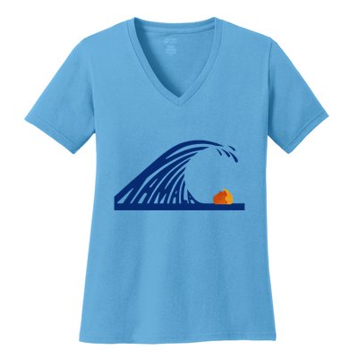 Wave Of Blue Kamala Harris Funny Anti Trump Women's V-Neck T-Shirt