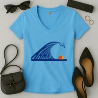 Wave Of Blue Kamala Harris Funny Anti Trump Women's V-Neck T-Shirt