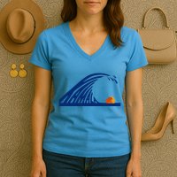 Wave Of Blue Kamala Harris Funny Anti Trump Women's V-Neck T-Shirt